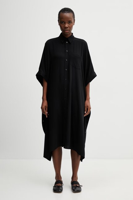MM6 Maison Margiela shirt dress plain black S52DD0090.S43455.900