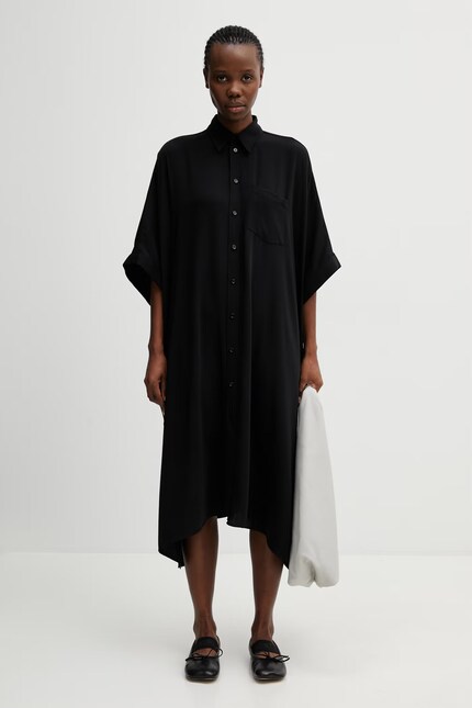 MM6 Maison Margiela shirt dress plain black S52DD0090.S43455.900