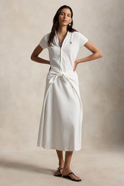 flared polo shirt dress Sleeveless ZIP Placket FIT & Flare Polo Dress EVENING BLUE / M