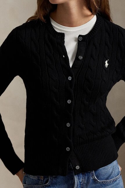 【新品】Polo Ralph Lauren BLACKカーディガン Polo Ralph Lauren cotton cardigan 32/2 COTTON black color