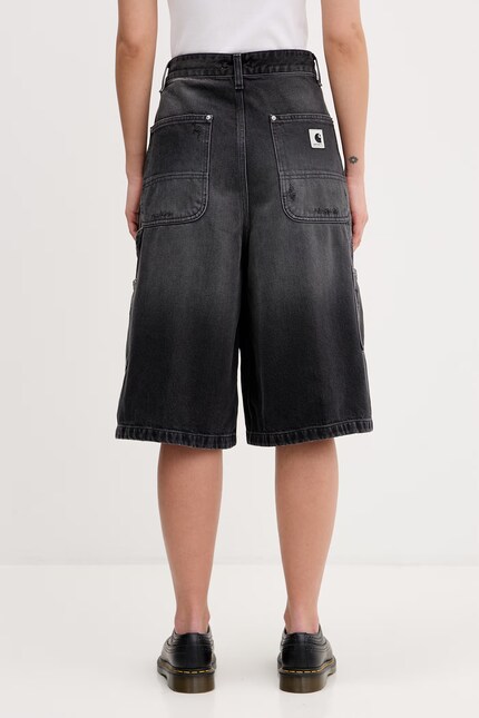 Carhartt WIP denim shorts W Nixon Double Knee Short black color