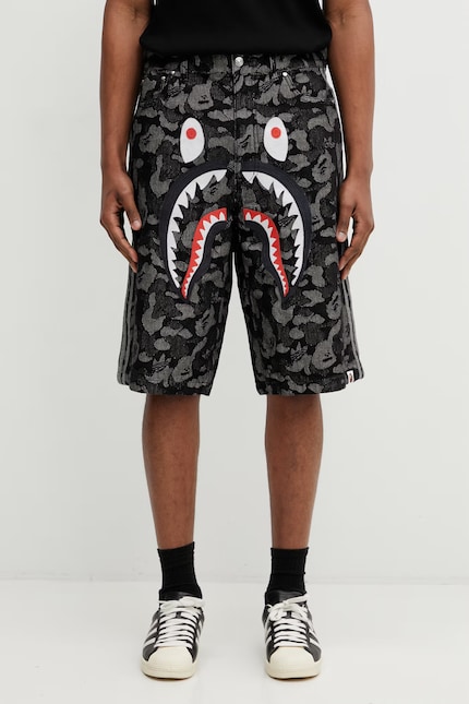 adidas Originals x BAPE denim shorts black color KF4917 at PRM US adidas Originals x BAPE denim shorts black color KF4917 at PRM US