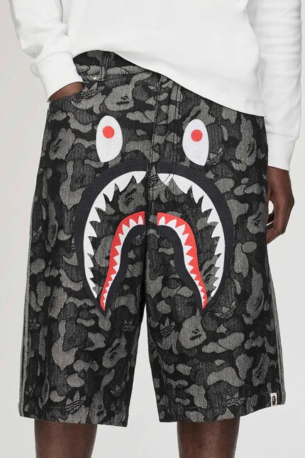 adidas Originals x BAPE denim shorts black color KF4917 | PRM Releases