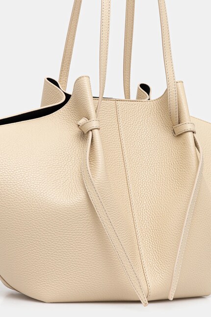 ミィ Yuzefi leather handbag LARGE MOCHI beige color YUZRS26-HB-LM-L066
