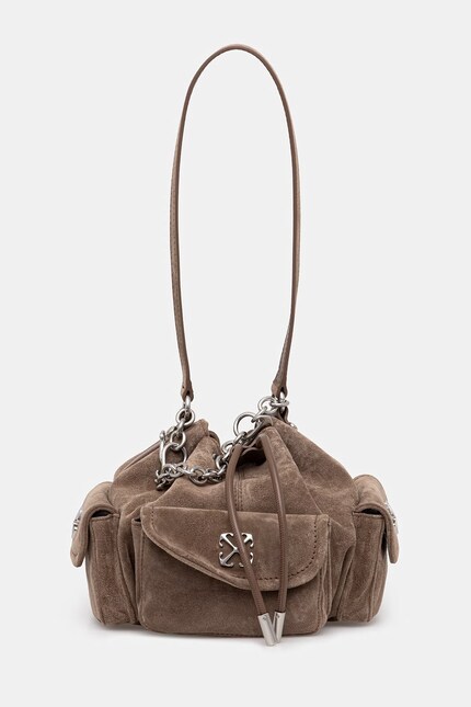 Off-White Dumbo.B drawstring bag women's suede brown