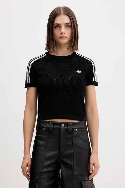 adidas Originals кроп-топ жіночий Crochet чорний KC6481 | ANSWEAR.ua