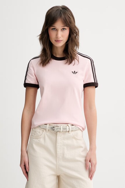 adidas Originals футболка для женщин из хлопка с эластаном розовая