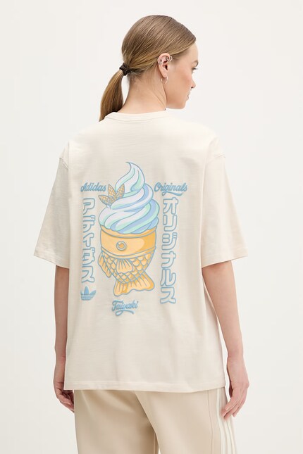 miya Хлопковая футболка adidas Originals Taiyaki цвет бежевый KY5480