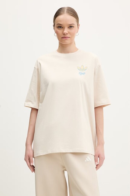 Хлопковая футболка adidas Originals Taiyaki цвет бежевый KY5480