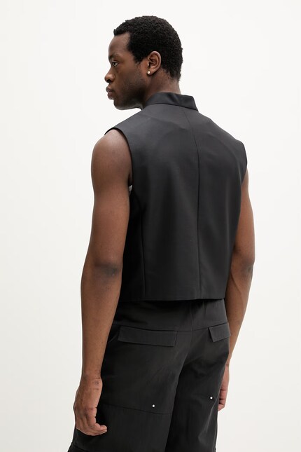 argue◆ argue cocoon coat vest/black Kenzo Men's wool waistcoat black FG55VE0129FA at PRM US