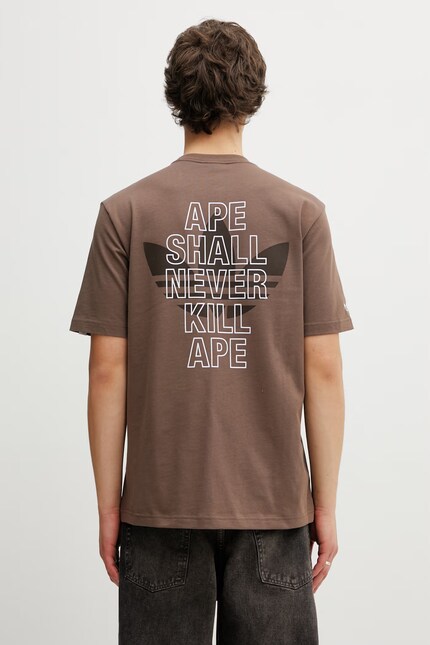 adidas Originals x BAPE cotton t-shirt brown color with a print