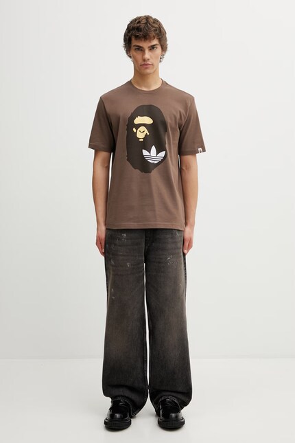 adidas Originals x BAPE cotton t-shirt brown color with a print