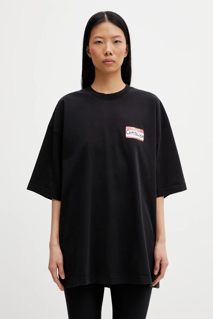 VETEMENTS cotton t-shirt Sticker black color with a print
