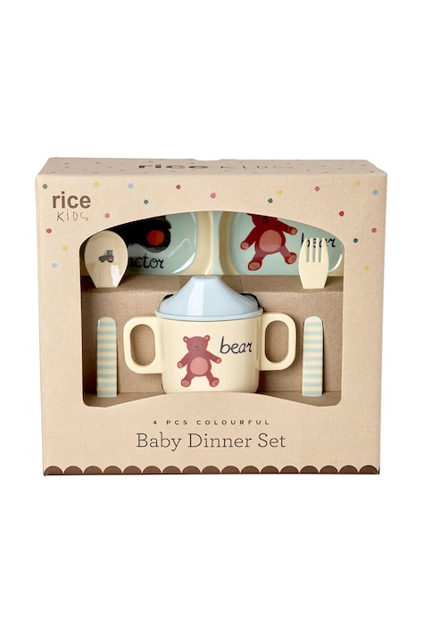 Rice zestaw obiadowy dla dziecka z melaminy 22,5 x 11 x 25 cm multicolor BABOX-4ZABC