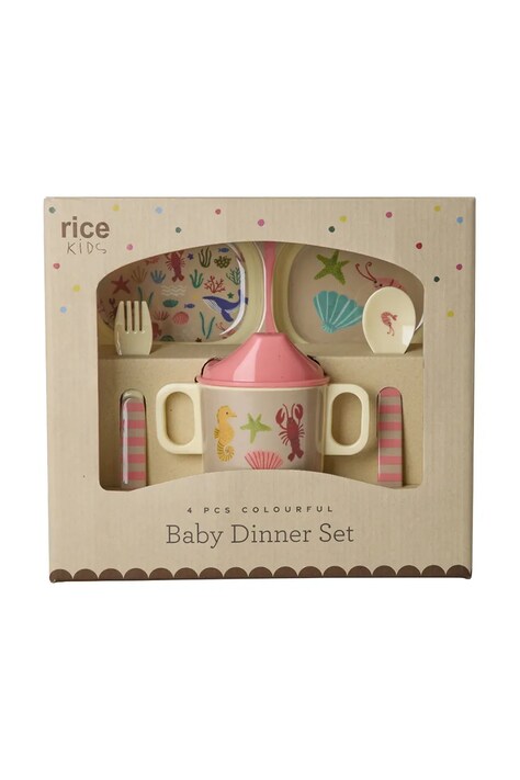 Rice zestaw obiadowy dla dziecka z melaminy 25 x 11 x 25 cm multicolor BABOX-4ZOCEI