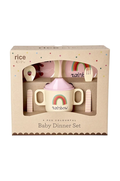 Rice zestaw obiadowy dla dziecka z melaminy 22,5 x 11 x 25 cm multicolor BABOX-4ZABCI