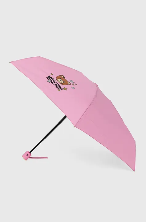 Deštník Moschino růžová barva, 8211
