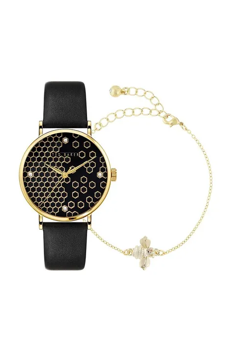 Годинник і браслет Ted Baker жіночий колір чорний