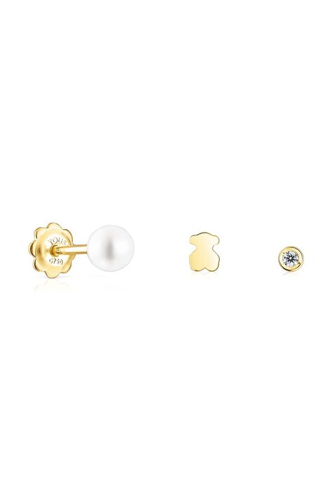 Pozlacené stříbrné náušnice Tous Pearl 3-pack