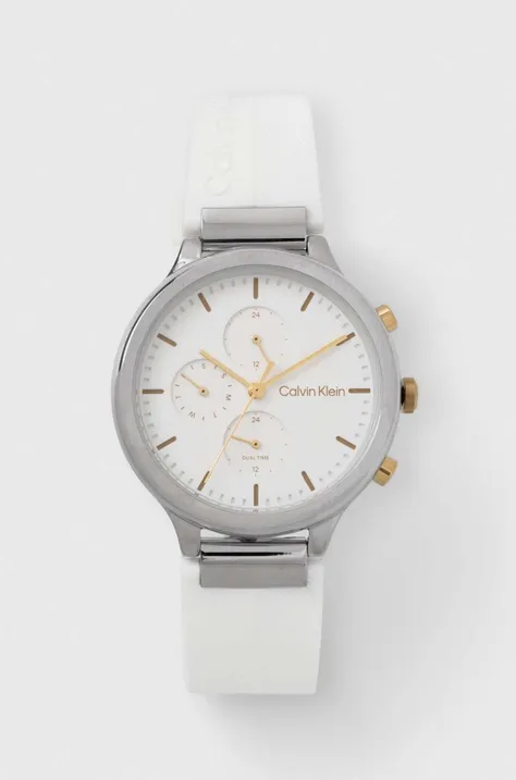 Calvin Klein zegarek 25200244 damski kolor biały