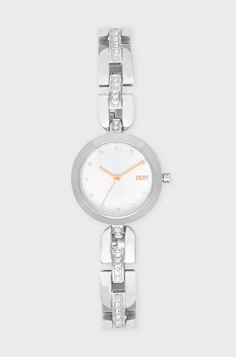 Dkny zegarek damski kolor srebrny