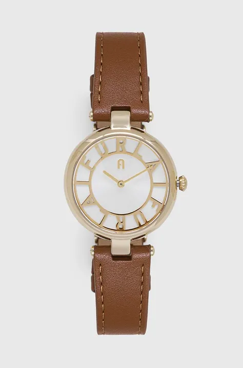 Furla zegarek damski kolor brązowy