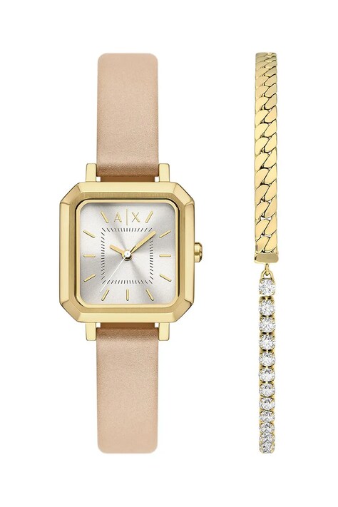 Armani Exchange zegarek i bransoletka damski kolor złoty AX7172SET