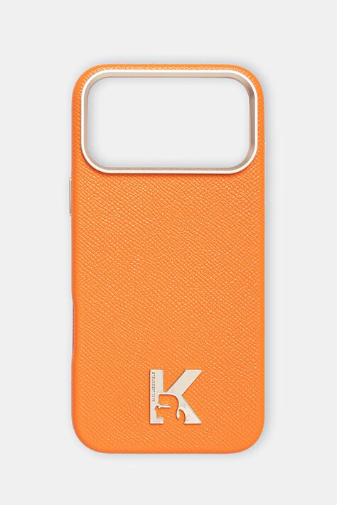 Karl Lagerfeld etui na telefon damskie z imitacji skóry iPhone 17 Pro Max pomarańczowe KLHMP17X5PGFKHGO