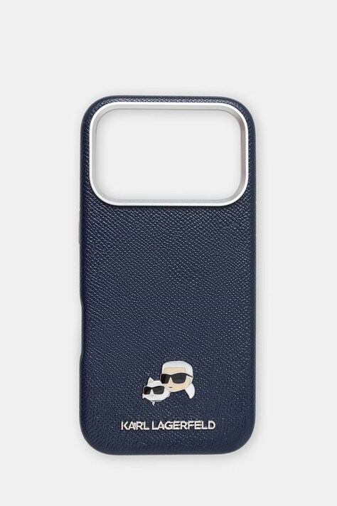 Karl Lagerfeld etui na telefon z imitacji skóry iPhone 17 Pro granatowe KLHMP17L6PFKCLB