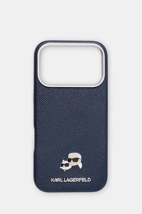 Karl Lagerfeld etui na telefon z imitacji skóry iPhone 17 Pro granatowe KLHMP17L6PFKCLB