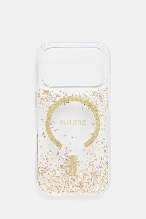 Guess etui na telefon damskie iPhone 17 Pro złote GUHMP17LRGRGED