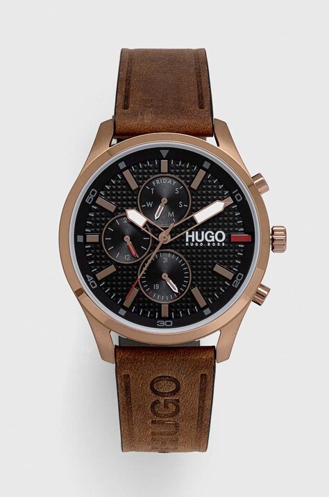 Hodinky HUGO pánske, hnedá farba