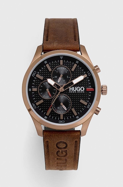 Hodinky HUGO pánske, hnedá farba