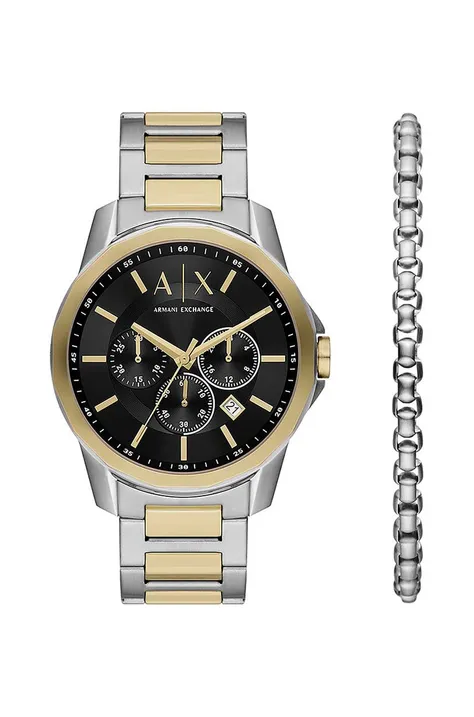 Годинник і браслет Armani Exchange колір чорний