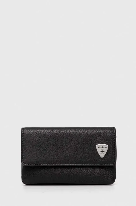 Kožená peněženka Strellson černá barva, 4010001049.900