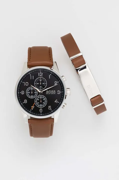 Годинник і браслет BOSS колір коричневий