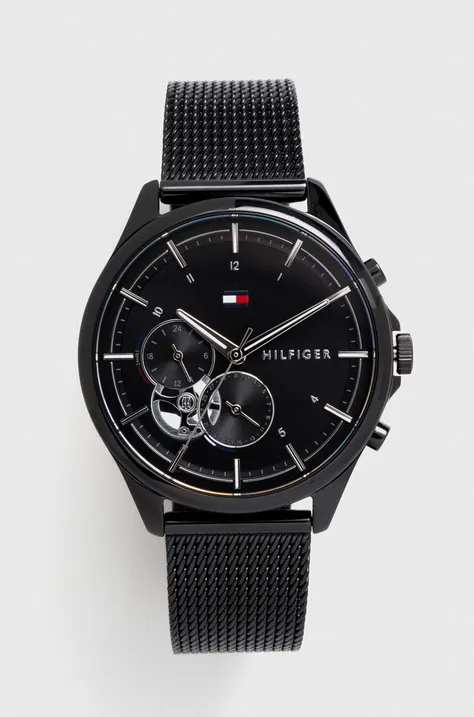 Ρολόι Tommy Hilfiger χρώμα: μαύρο
