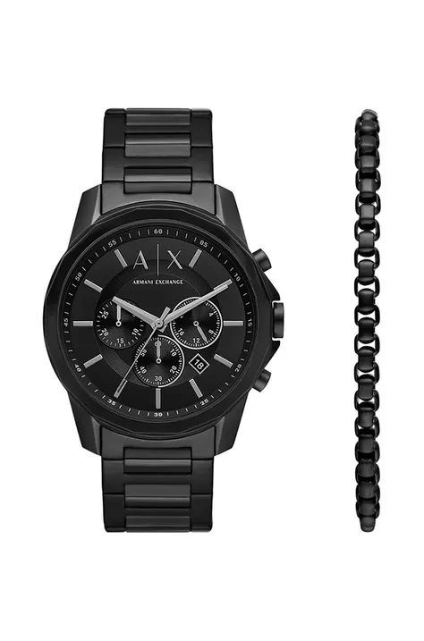 Armani Exchange zegarek męski kolor czarny AX7153SET