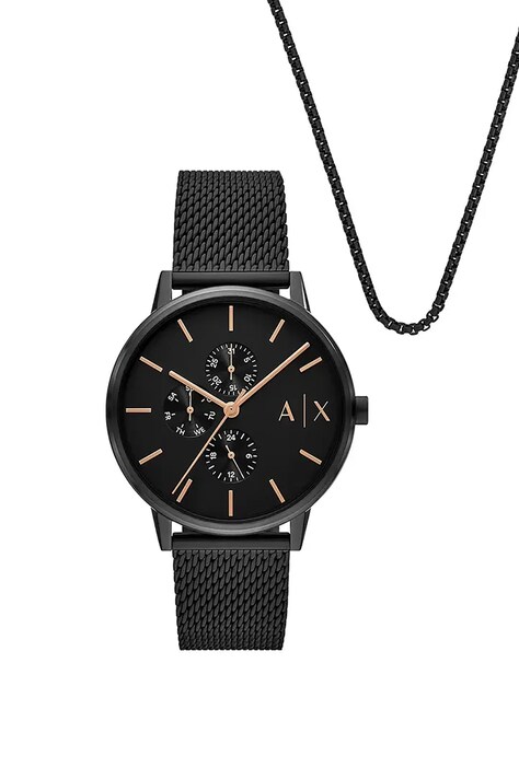 Годинник і прикраси на шию Armani Exchange колір чорний AX7162SET