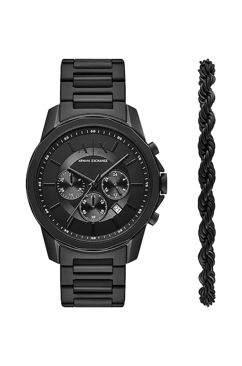Годинник і браслет Armani Exchange колір чорний AX7163SET