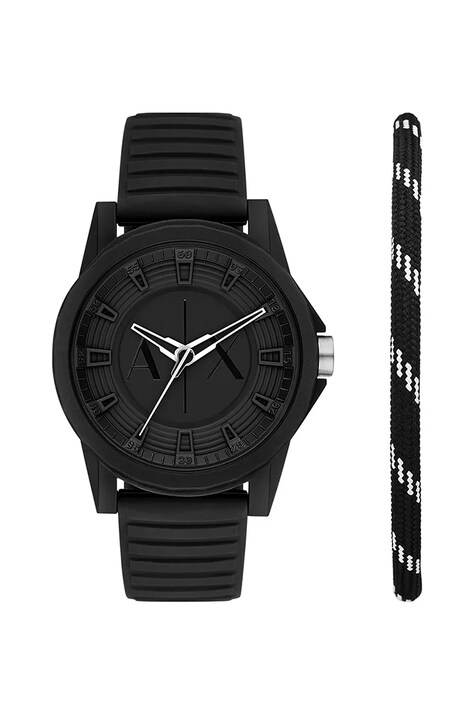 Часовник и гривна Armani Exchange в черно AX7159SET