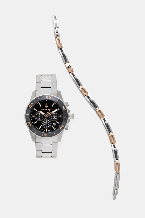 Hodinky a náramok Maserati strieborná farba, R8873600001