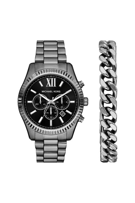 Hodinky a náramek Michael Kors pánské, stříbrná barva, MK9217SET