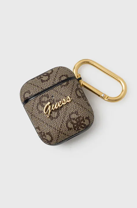 Puzdro na Airpods Guess AirPods 1/2 cover hnedá farba,