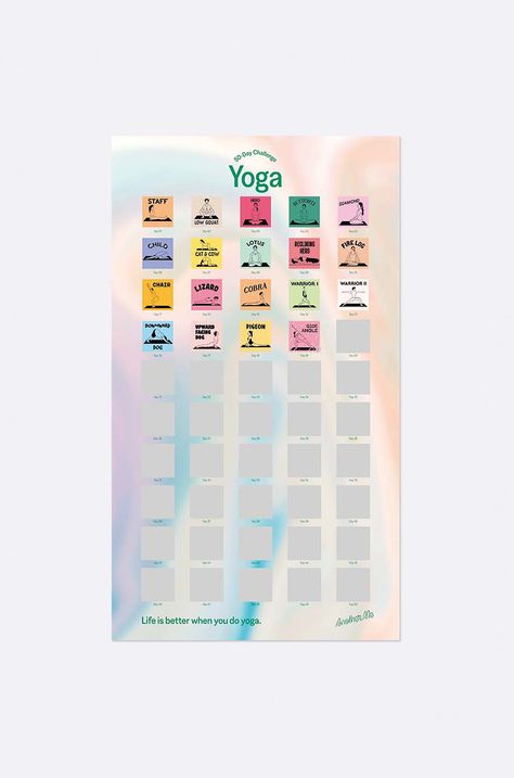 DOIY Stírací plakát 50 Day Yoga Challenge