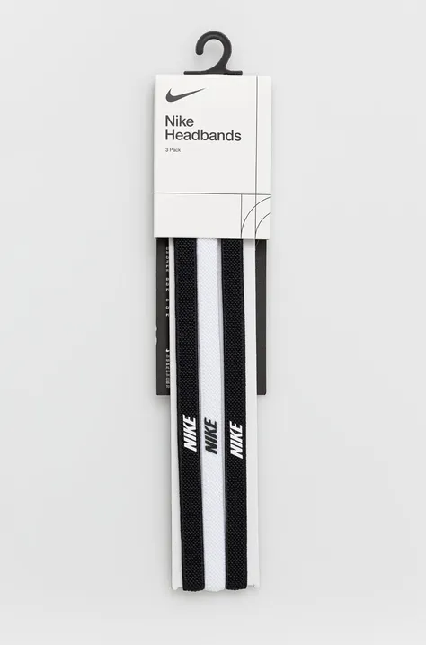 Nike opaski na głowę (3-pack) kolor czarny