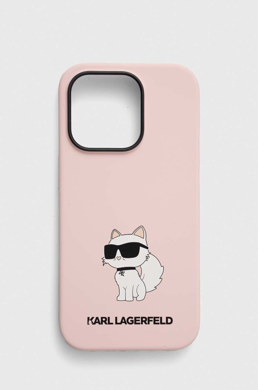 Puzdro na mobil Karl Lagerfeld iPhone 14 Pro 6,1 ružová farba