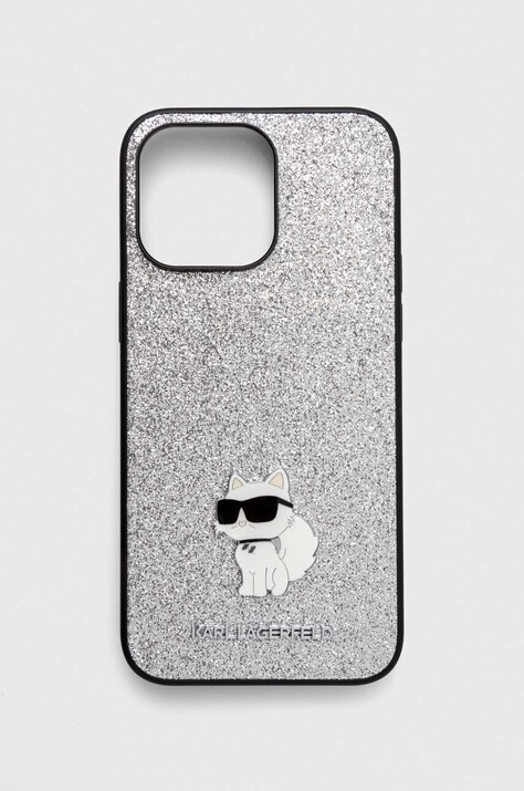 Obal na telefon Karl Lagerfeld iPhone 15 Pro Max 6.7 stříbrná barva