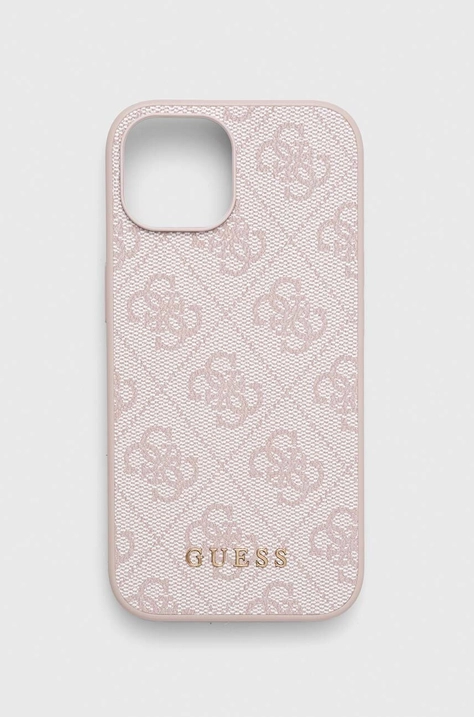 Guess Husă pentru telefon iPhone 15 6.1 culoarea roz