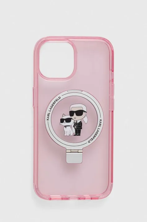 Karl Lagerfeld husă pentru telefon iPhone 15 6.1 culoarea roz